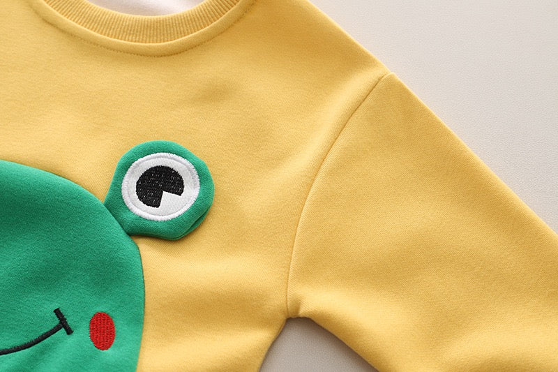 Boy's Yellow Snail Print Sweatshirt & Pants Set
