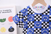 Boy's Blue Smile Print T-Shirt & Denim Shorts Set