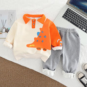 Boy's Cream Dino Print Sweatshirt & Pants Set