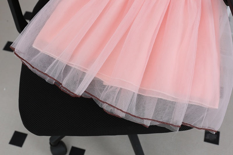 Girl's Pink Half-Sleeve Frock