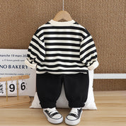 Boy's White Panda Print Sweatshirt & Pants Set