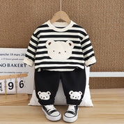 Boy's White Panda Print Sweatshirt & Pants Set