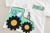 Boy's White Zeep Print T-Shirt & Shorts Set