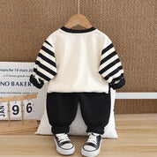 Boy's White Panda Print Sweatshirt & Pants Set