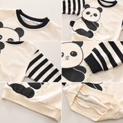Boy's White Panda Print Sweatshirt & Pants Set