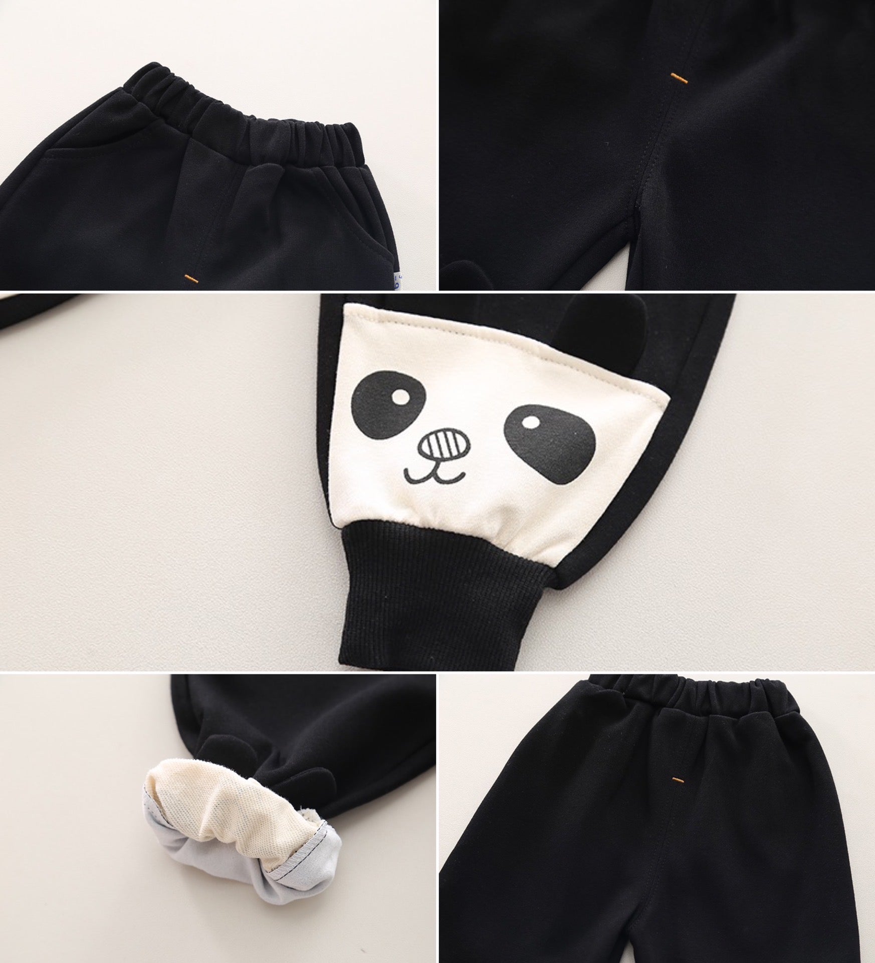 Boy's White Panda Print Sweatshirt & Pants Set