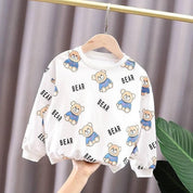 Boy's White Bear Print Sweatshirt & Pants Set