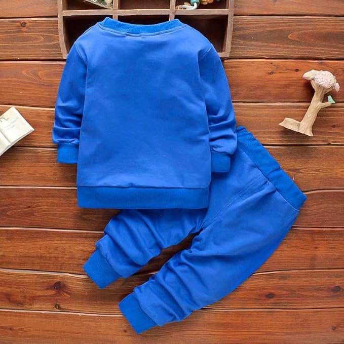 Boy's Royal Blue Print Sweatshirt & Pants Set