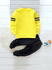 Boy's Yellow Print Sweatshirt & Pants Set