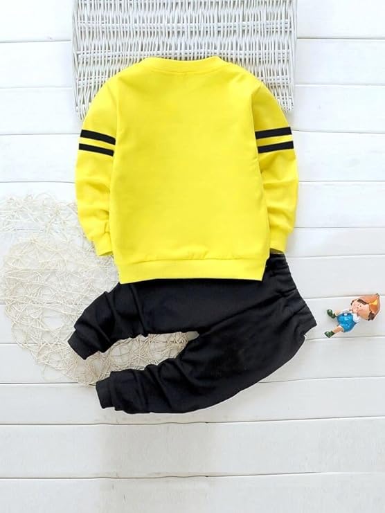 Boy's Yellow Print Sweatshirt & Pants Set
