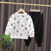 Boy's White Bear Print Sweatshirt & Pants Set