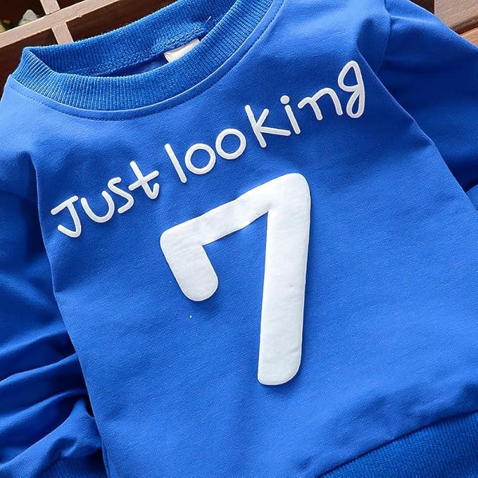 Boy's Royal Blue Print Sweatshirt & Pants Set