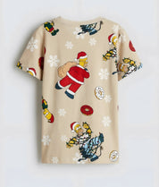 Boy's Santa Print Half-Sleeve T-Shirt