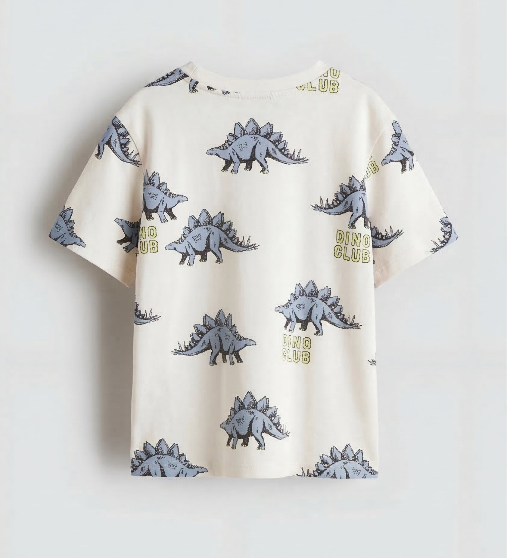 Boy's Dino Club Print Half-Sleeve T-Shirt - White