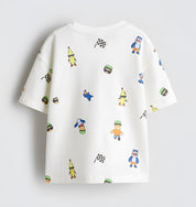 Boy's MiniCartoon Print Half-Sleeve T-Shirt - White