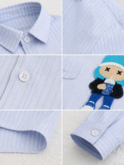 Googo Gaaga Boys Striped Shirt with Denim Joggers Set