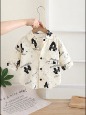 Googo Gaaga Boys Cotton AOP Text Printed Shirt - Off White