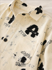 Googo Gaaga Boys Cotton AOP Text Printed Shirt - Off White
