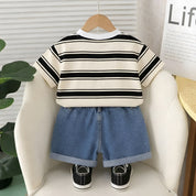 Boy's Lion Stripes Print T-Shirt & Shorts Set