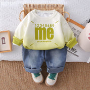 Boys Cotton Fleece Full Sleeves Printed Sweatshirt With Joggers Set Pack of 2 - Green & Brown