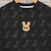 Boy's Cotton Min Print T-Shirt & Shorts Set - Black