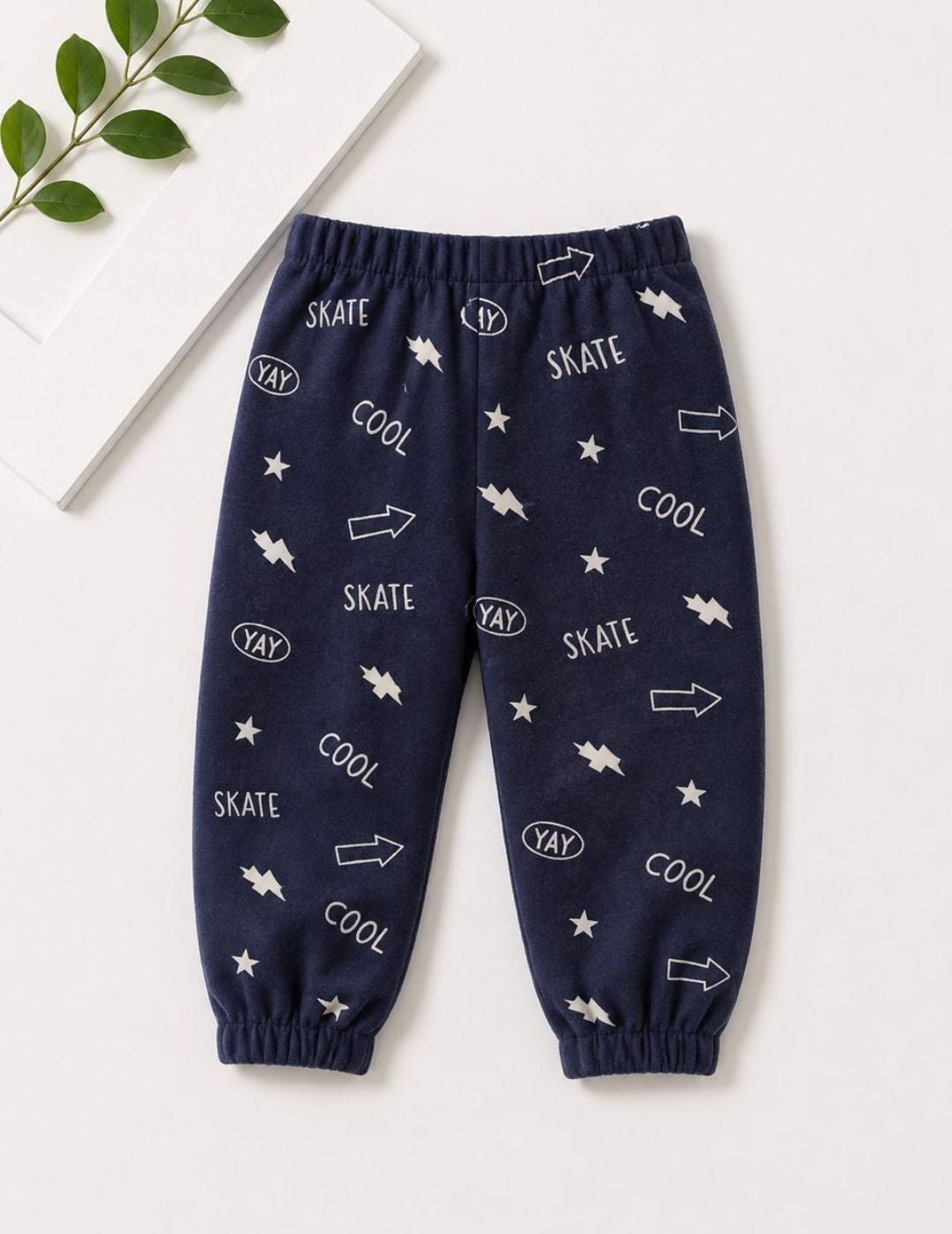 Googo Gaaga Gils Skate Graphic Printed Navy Blue Cotton Joggers