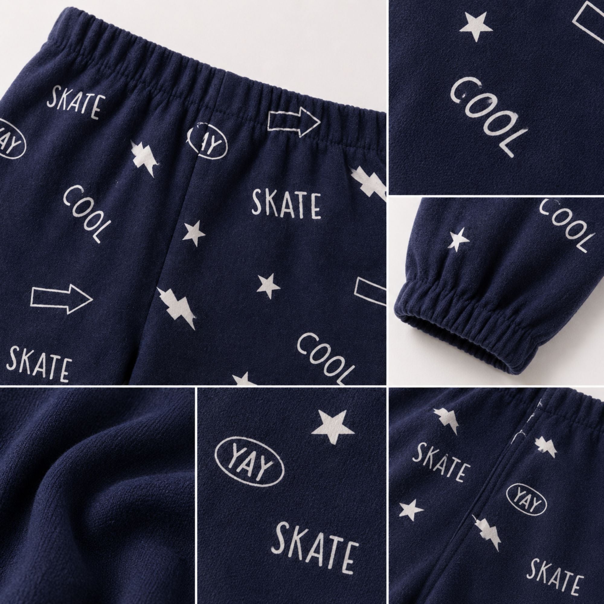 Googo Gaaga Gils Skate Graphic Printed Navy Blue Cotton Joggers