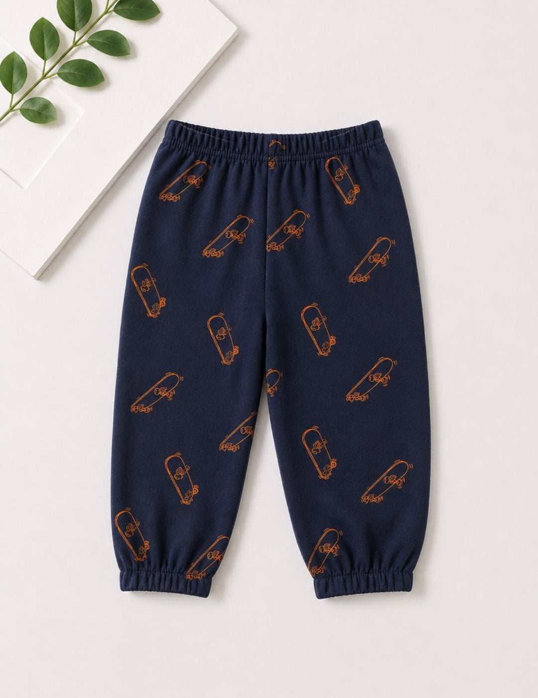 Googo Gaaga Girls Skateboard Printed Navy Blue Cotton Joggers