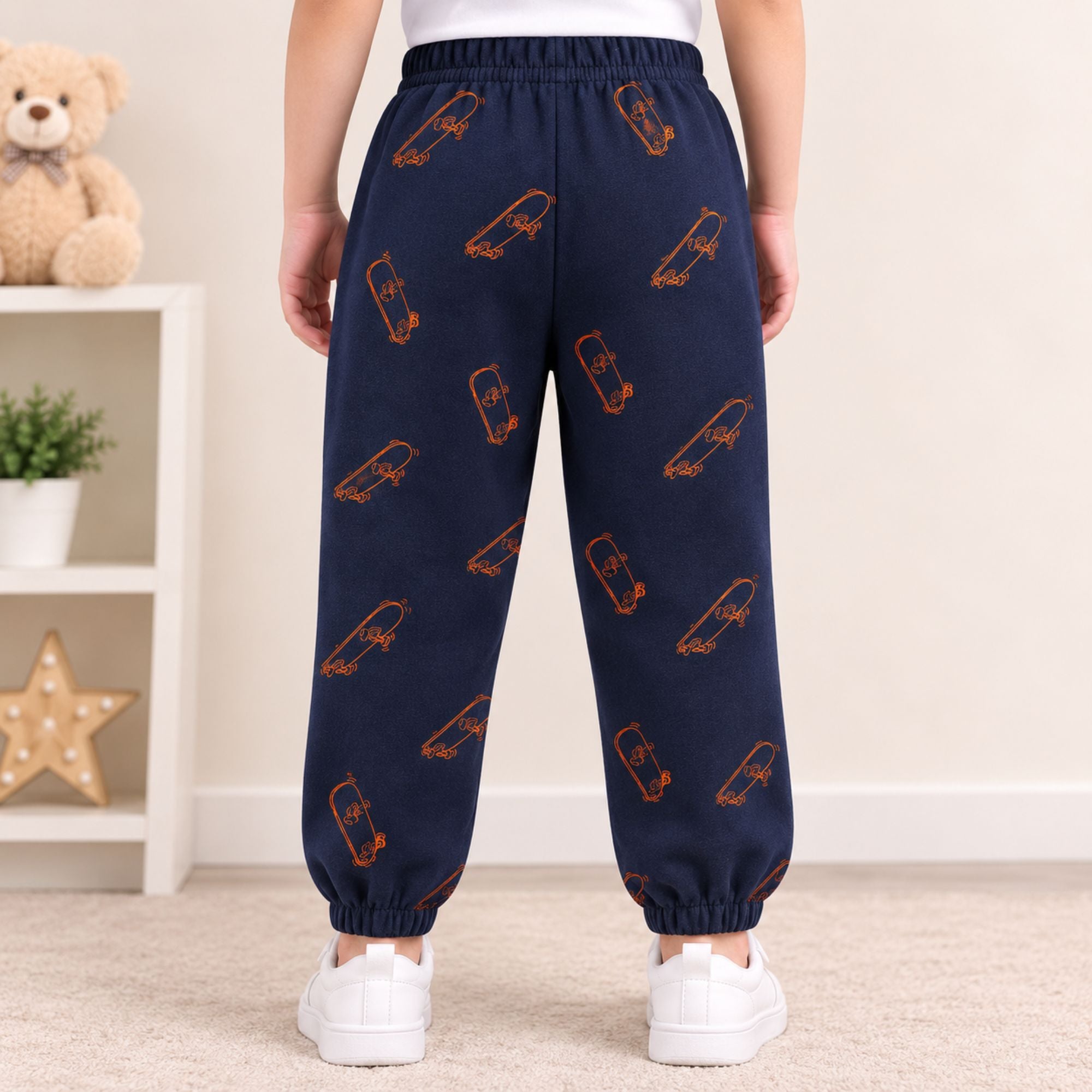 Googo Gaaga Girls Skateboard Printed Navy Blue Cotton Joggers