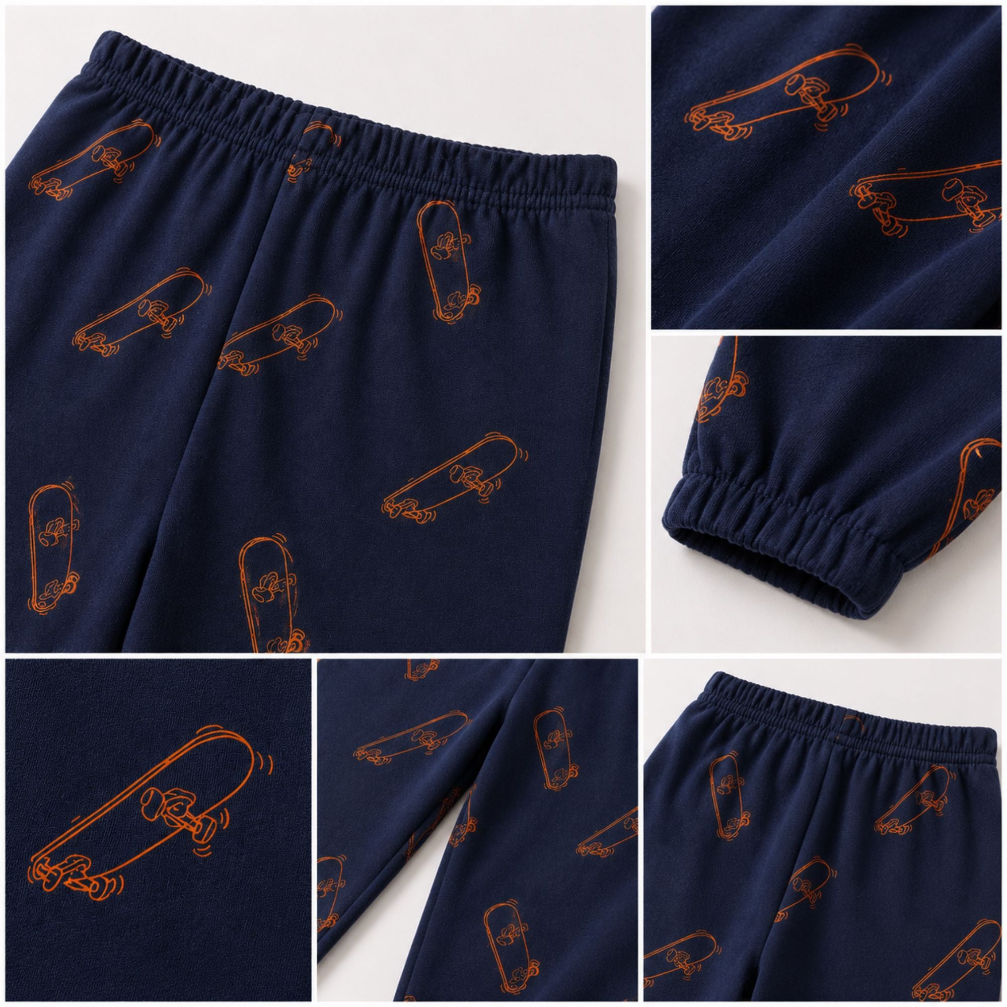 Googo Gaaga Girls Skateboard Printed Navy Blue Cotton Joggers