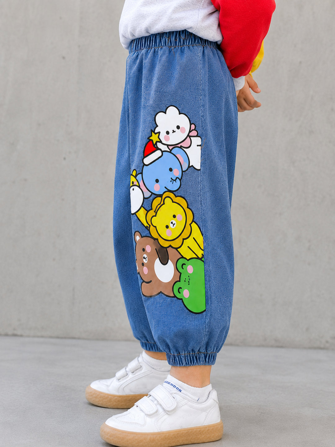 Boy's Cotton Denim New Animal Printed Pants - Blue