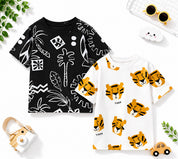 Googo Gaaga Boys Cotton Printed T-Shirt Pack of 2 - Tree & Tiger