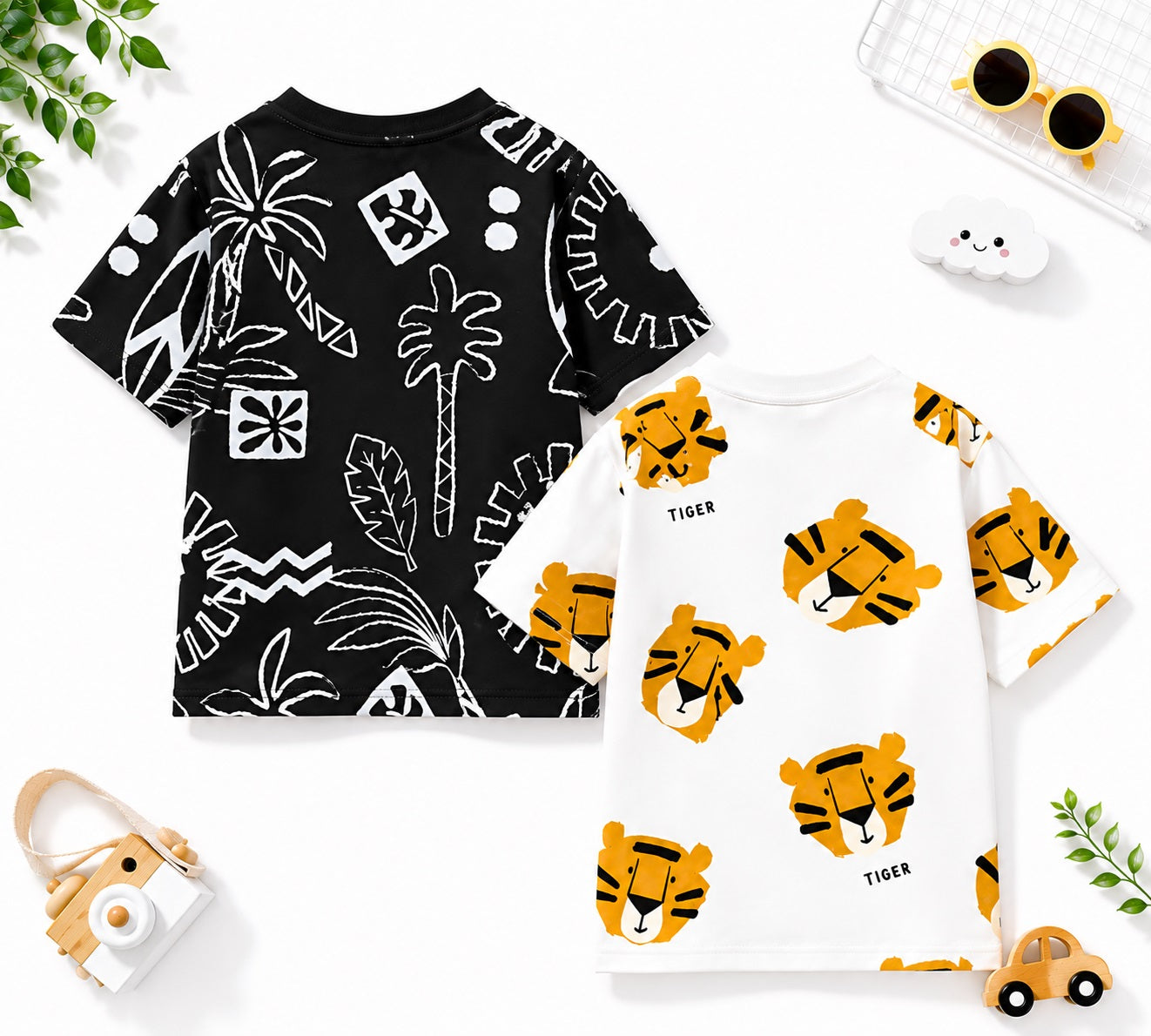 Googo Gaaga Boys Cotton Printed T-Shirt Pack of 2 - Tree & Tiger