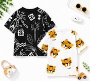 Googo Gaaga Boys Cotton Printed T-Shirt Pack of 2 - Tree & Tiger