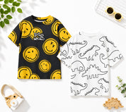 Googo Gaaga Boys Cotton Printed T-Shirt Pack of 2 - Dino & Smiley