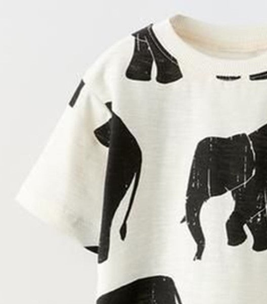 Googo Gaaga Boys Cotton Printed T-Shirt Pack of 2 - Christmas & Elephant