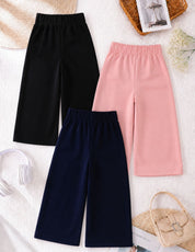 Girls Striped Wide-Leg Pyjama– Pack of 3