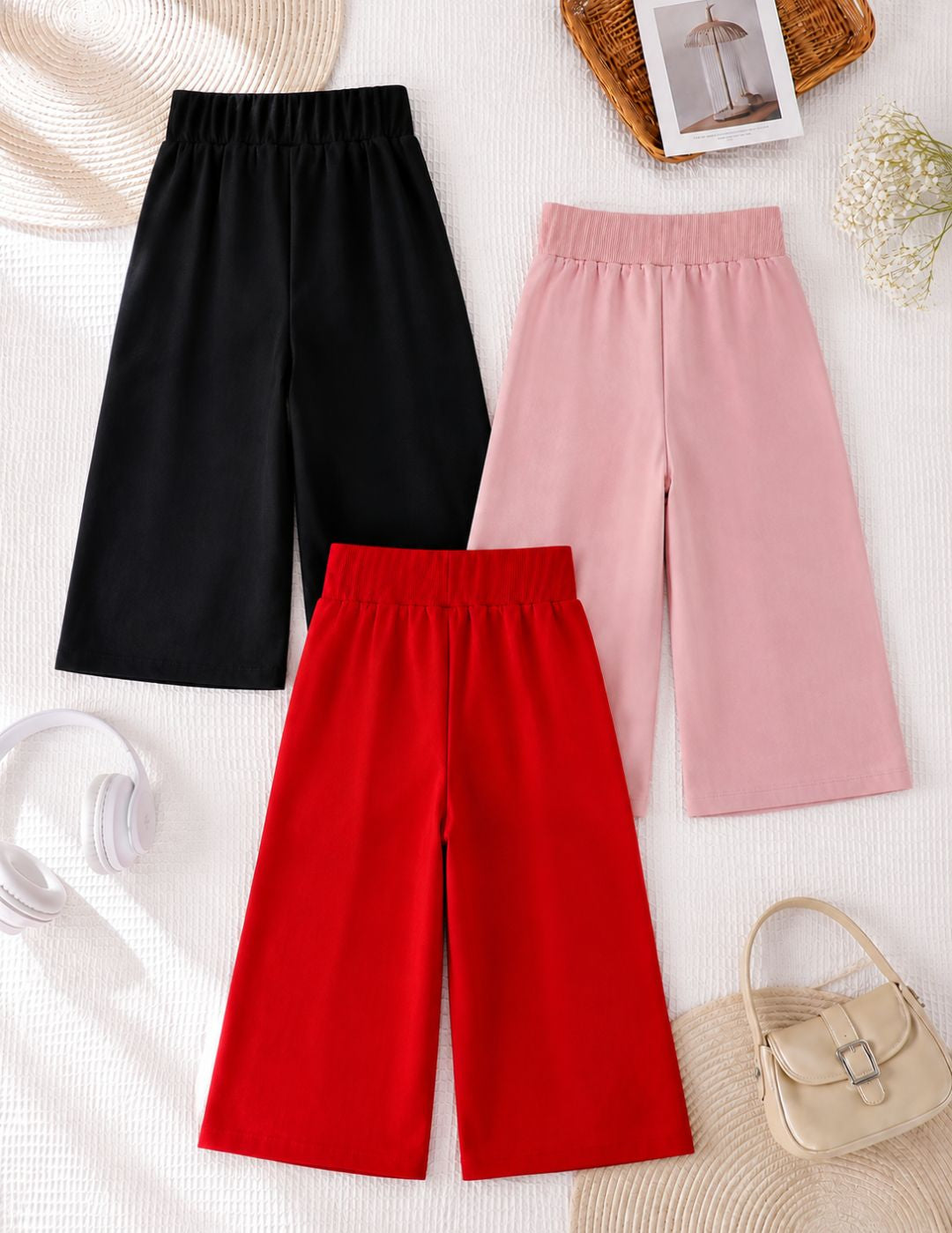 Googo Gaaga Girls Bow-Detailed Striped Wide-Leg Pyjama.