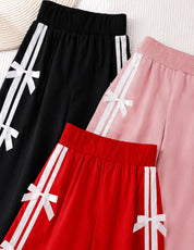 Googo Gaaga Girls Bow-Detailed Striped Wide-Leg Pyjama.