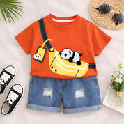 Boy's Panda Print T-Shirt & Shorts Set