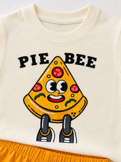 Googo Gaaga Kids Pizza Graphic Sleeveless T-Shirt with Yellow Shorts Set