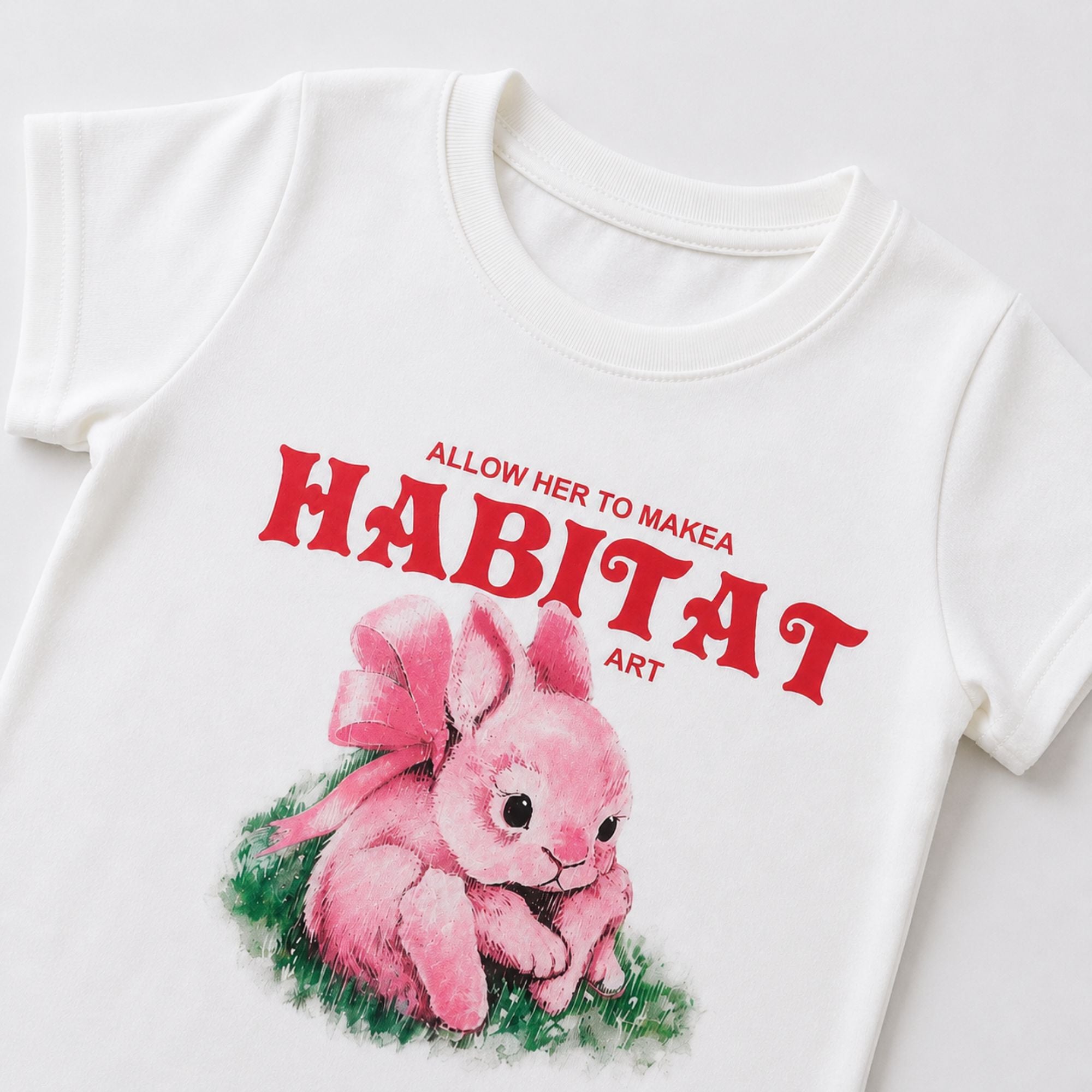 Googo Gaaga Girls Pink Bunny Graphic T-Shirt with Distressed Denim Shorts Set