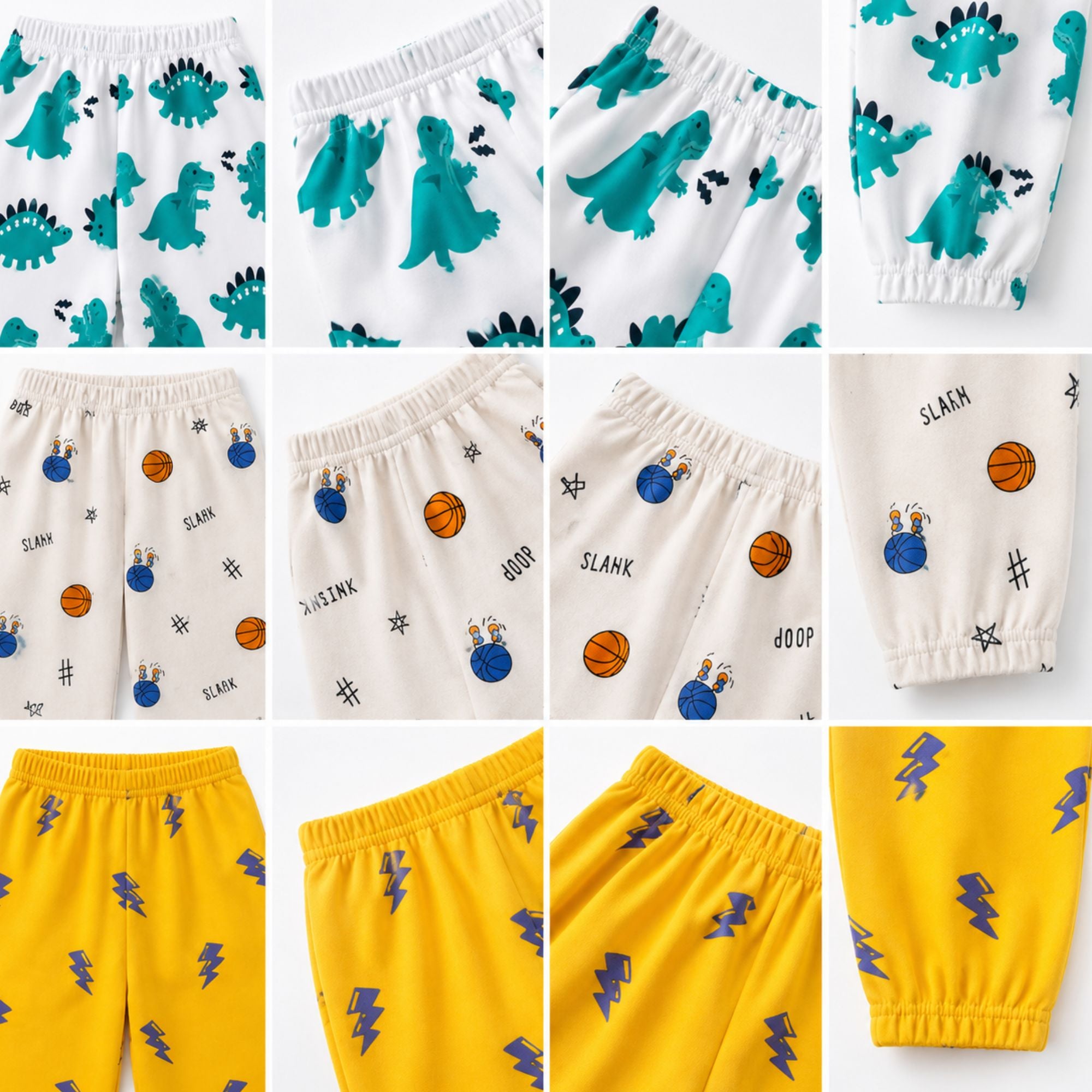 Googo Gaaga Girls Dinosaur, Basketball & Lightning Printed Cotton Joggers – Pack of 3