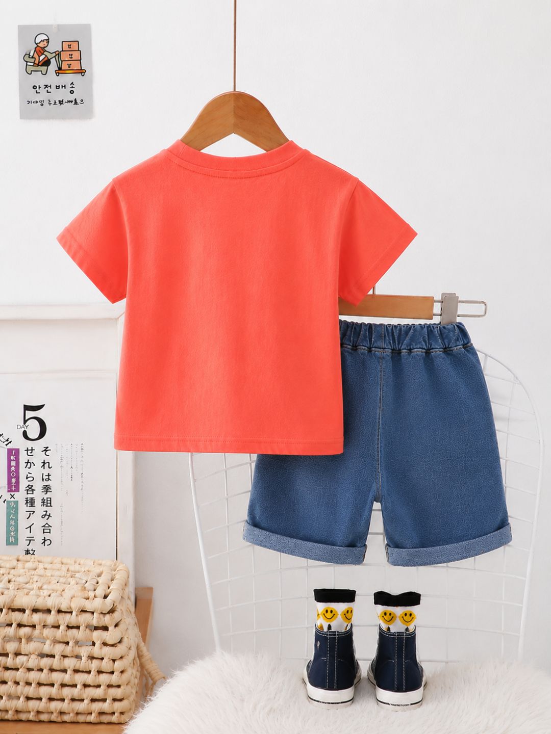 Googo Gaaga Unisex Cotton Cool Yeah Printed T-Shirt & Shorts Set - Red