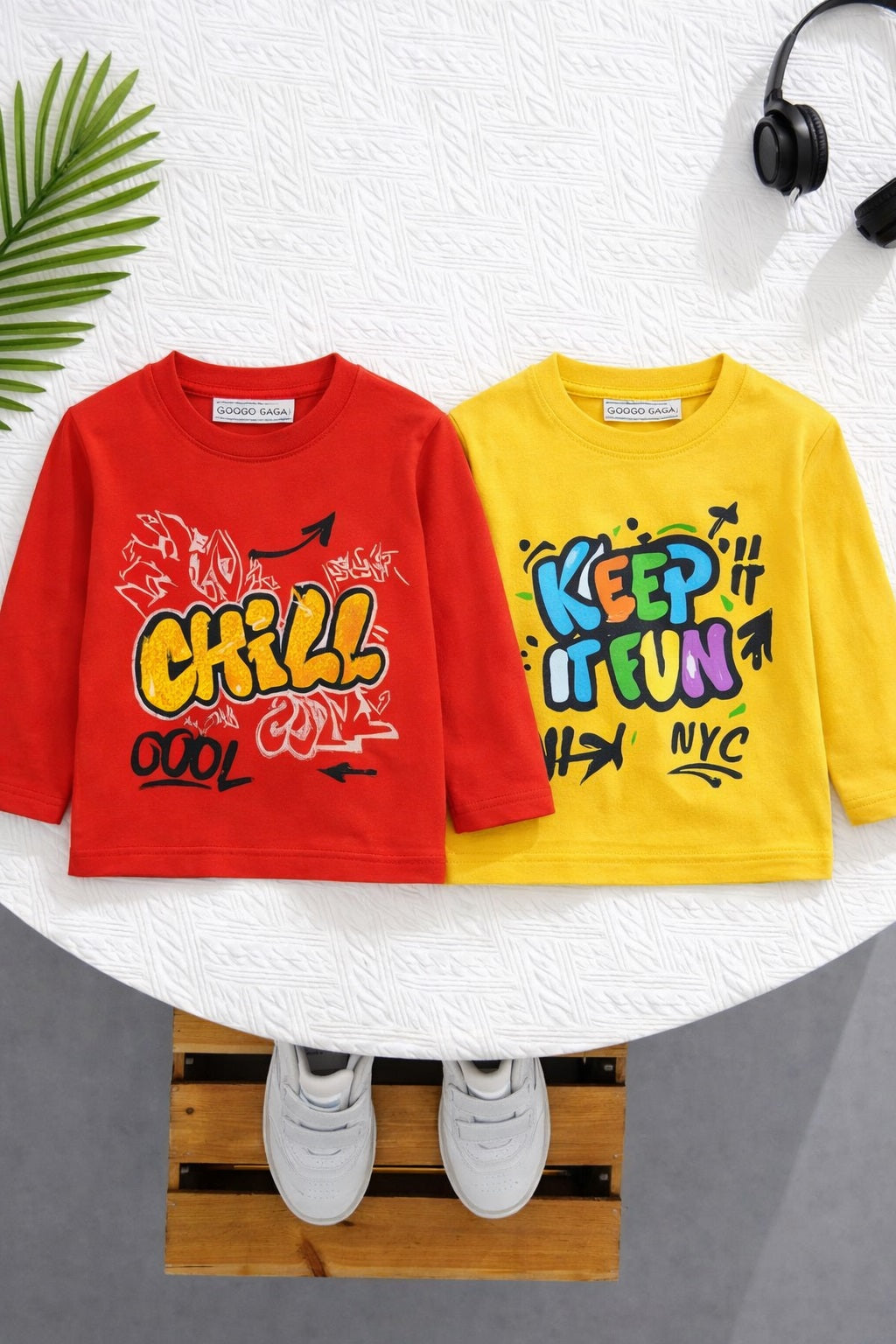 Boy's 2-Pack Print Cotton T-Shirts - Red & Yellow