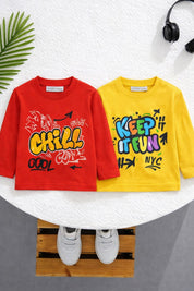 Boy's 2-Pack Print Cotton T-Shirts - Red & Yellow