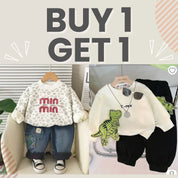 BUY 1 GET 1 FREE Boy's Cotton Fleece Sweatshirt and Joggers Set + Free Light Winter Sweatshirt and Jogger Set