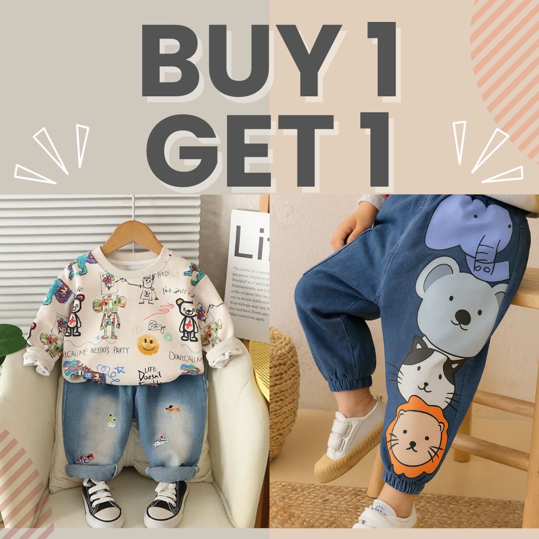 BUY 1 GET 1 FREE Boy's Cotton Fleece Sweatshirt and Joggers Set + Free Light Winter Sweatshirt and Jogger Set