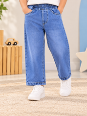 Googo Gaaga Kids Relaxed Fit Wide Leg Denim Jeans – Light Blue