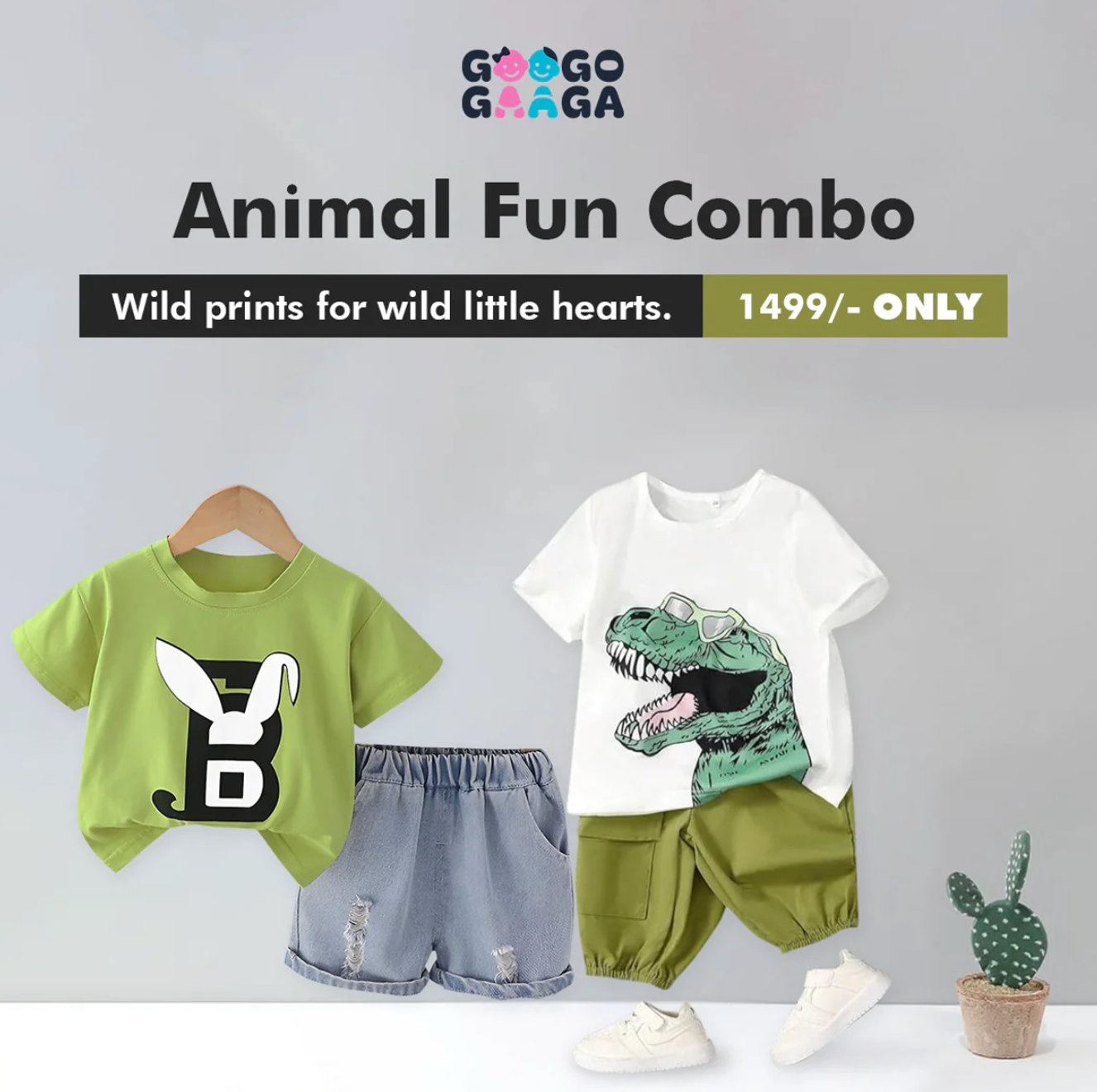 Googo Gaaga Half Sleeves Printed T-shirt Clothing Sets Combo Pack of 2